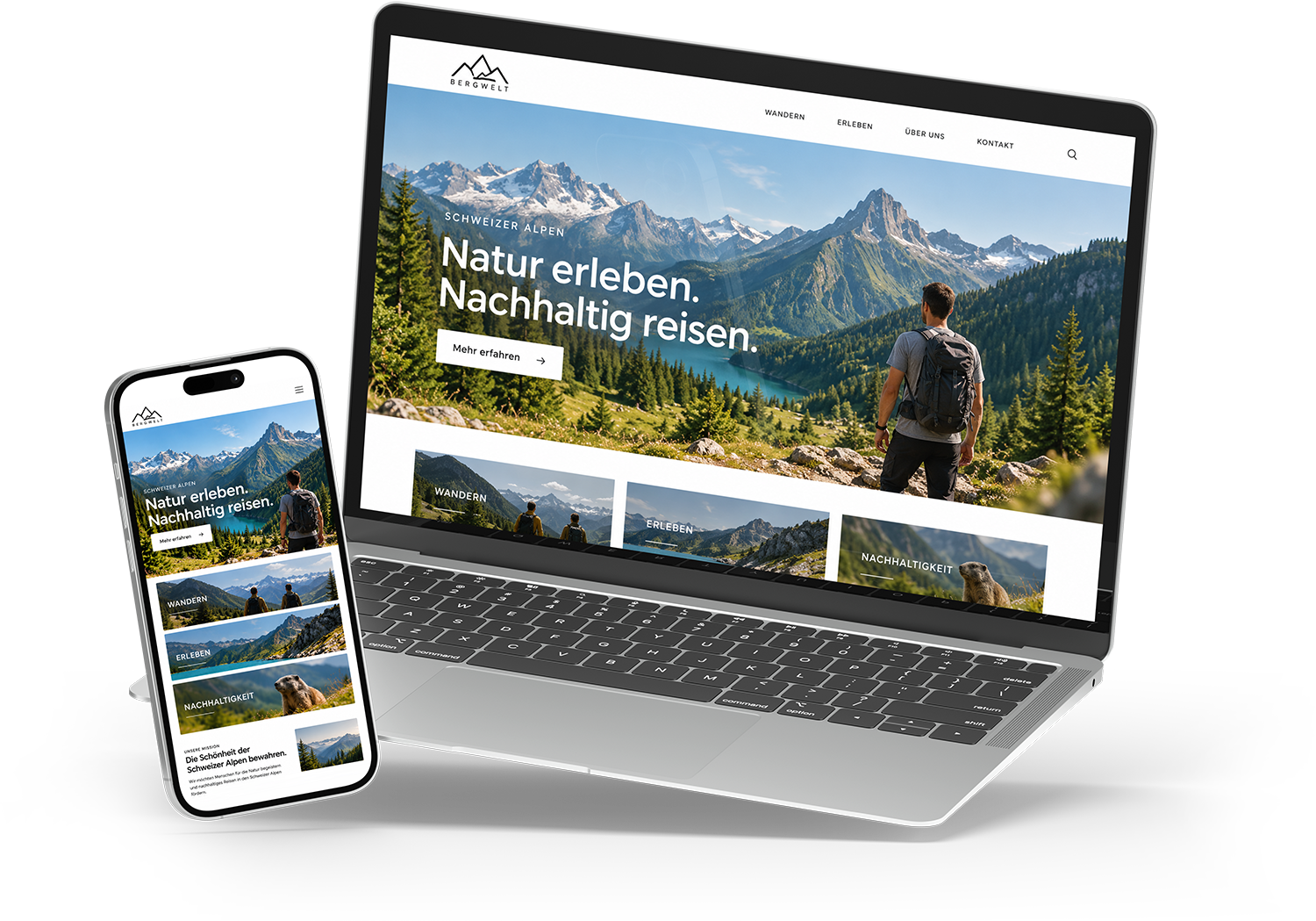 Responsive Website auf Laptop und Smartphone
